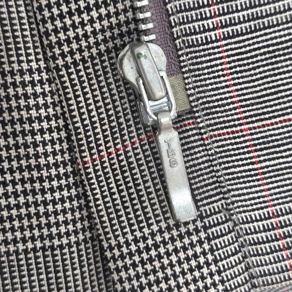 FLAWED* VTG 100% Wool WOOLMARK Glen Plaid Pantsuit, Zipper Blazer, Fully Lined - Picture 5 of 13